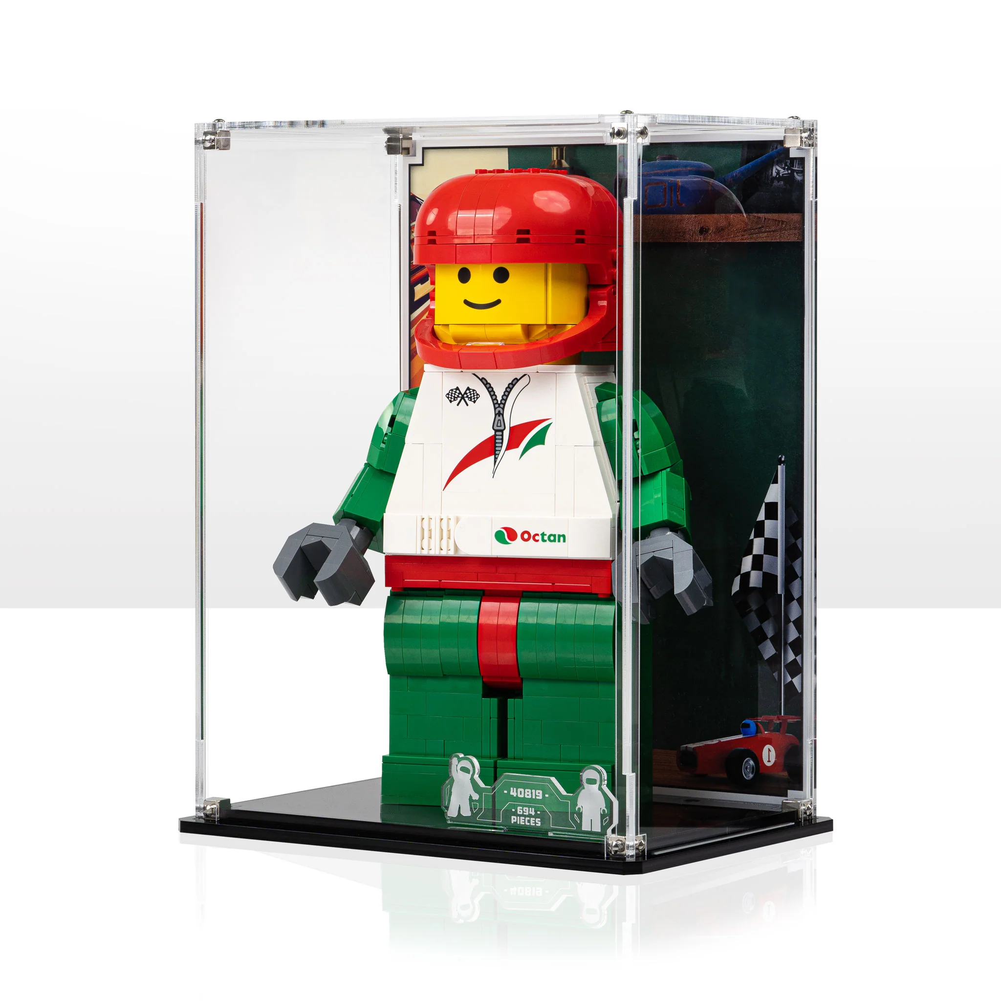 Display Case for LEGO® Up-Scaled Racing Driver Minifigure (40819)