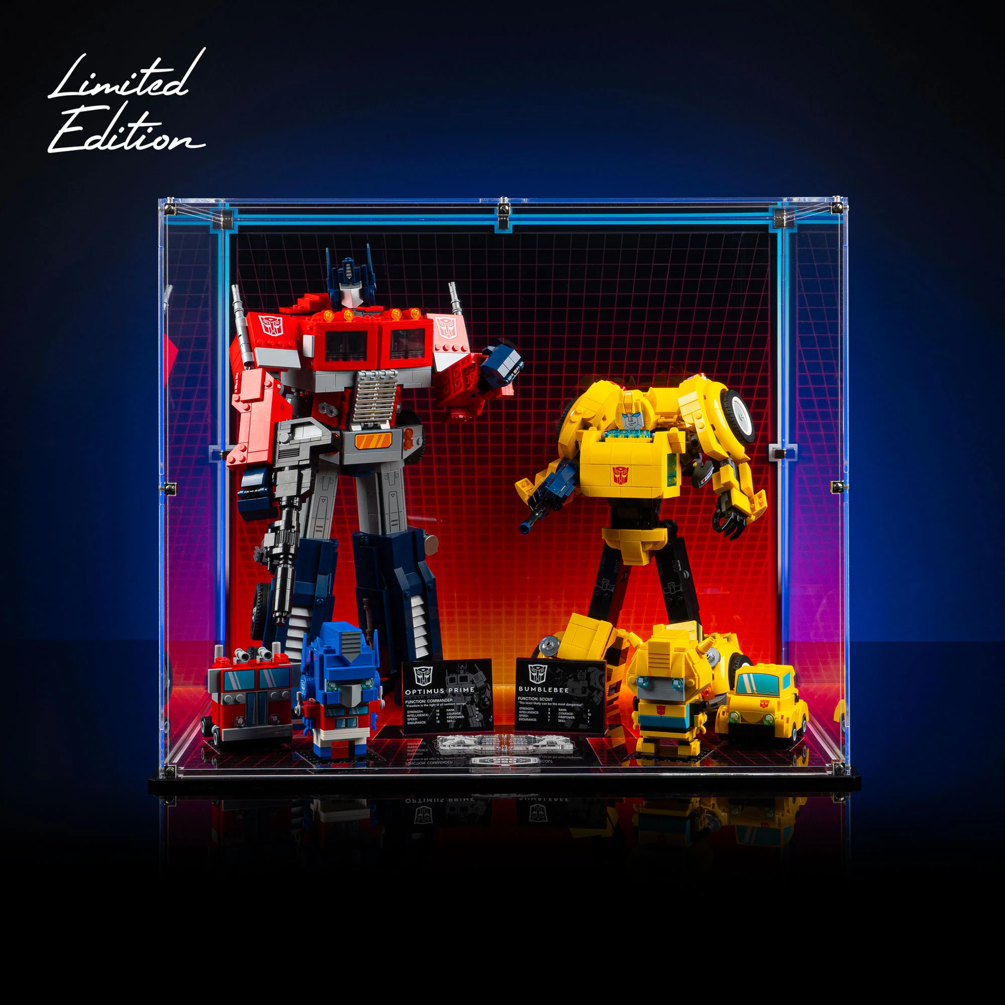 Limited Edition Display Case for LEGO® BrickHeadz / Icons Optimus Prime & Bumblebee (10338, 10302, 40804, 40803) - Image 2