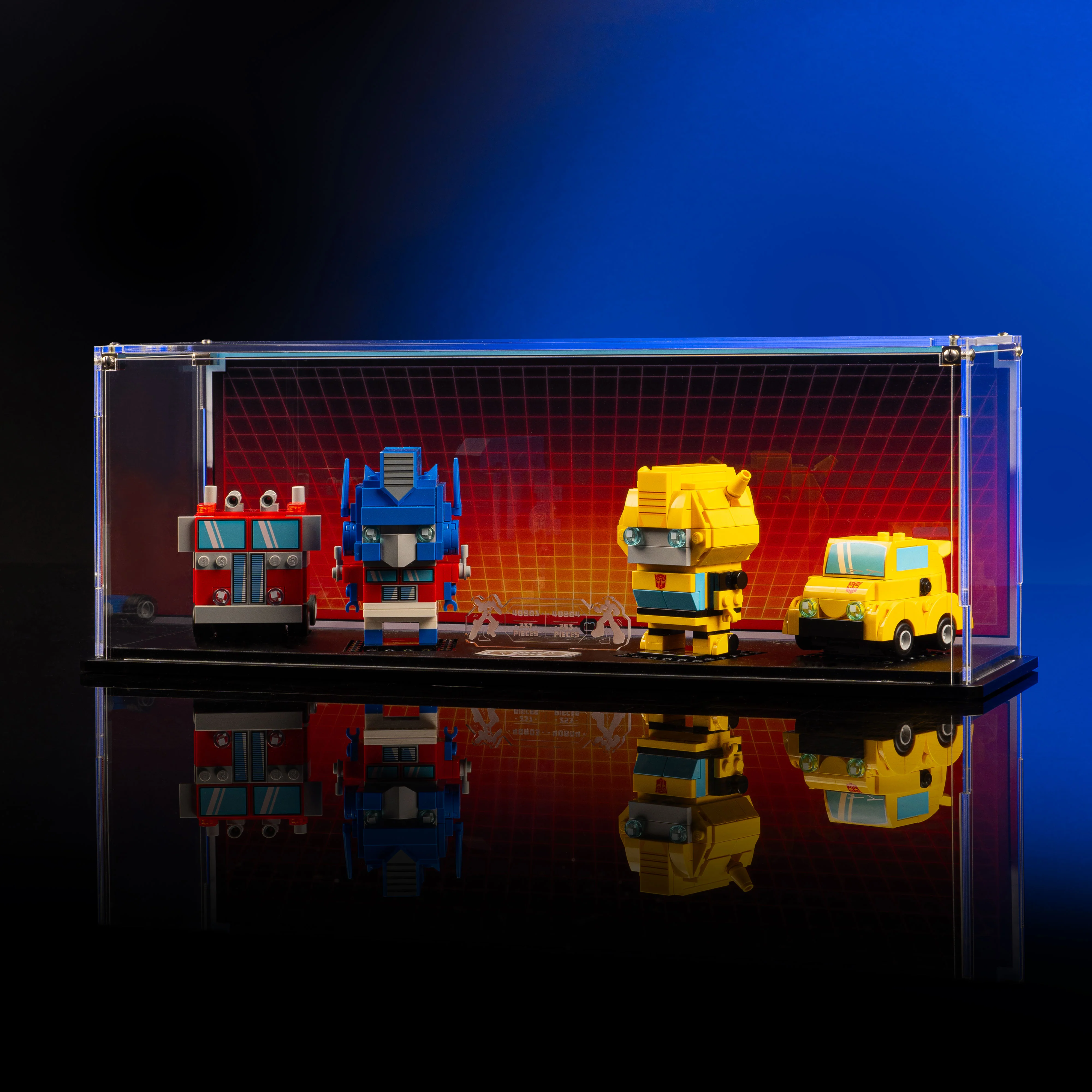 Limited Edition Duo Display Case for LEGO® BrickHeadz Optimus Prime Robot & Vehicle (40803) & Bumblebee Robot & Vehicle (40804) - Image 4