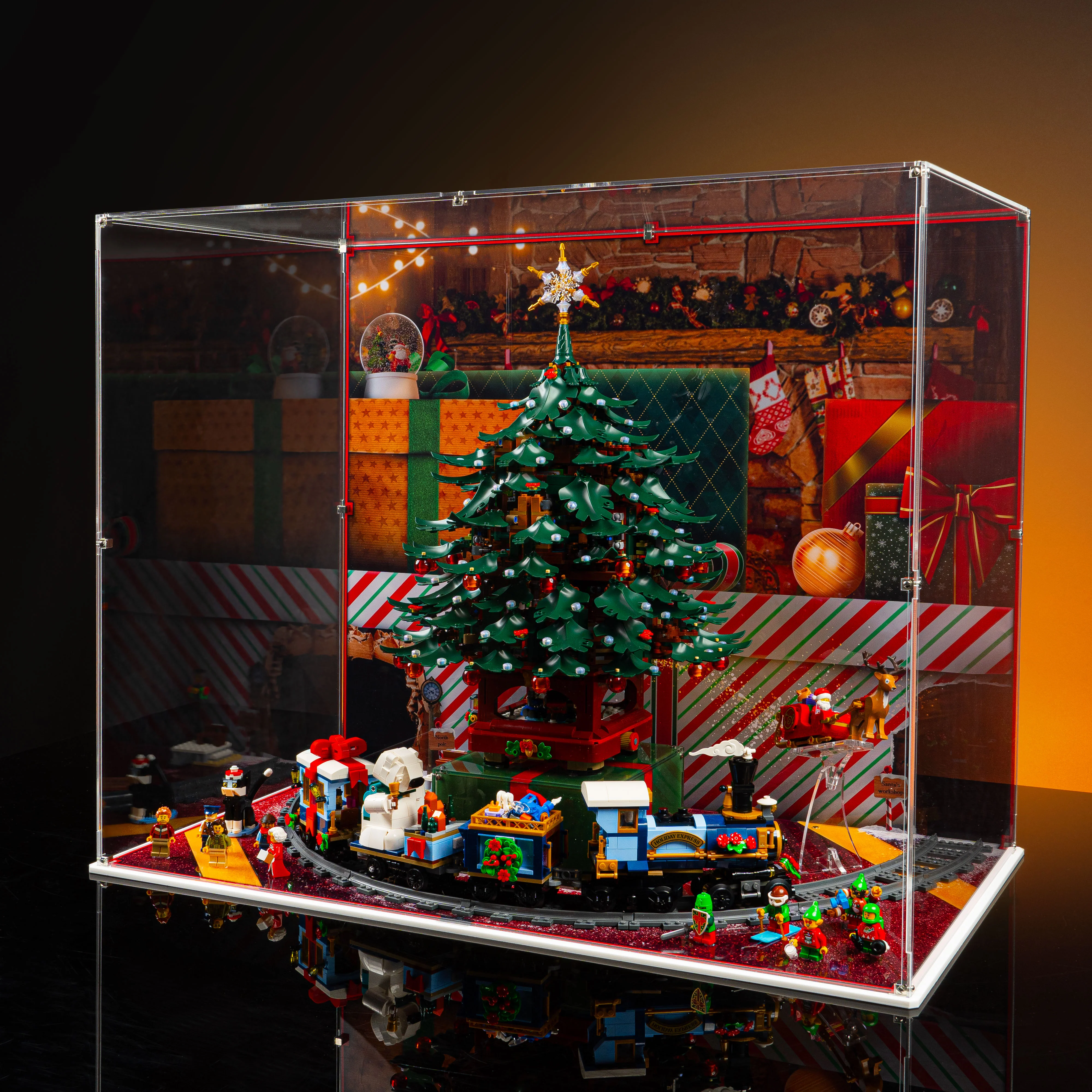 Limited Edition Display Case for LEGO® Family Christmas Tree Decoration (41843) & Holiday Express Train (10361) - Image 3