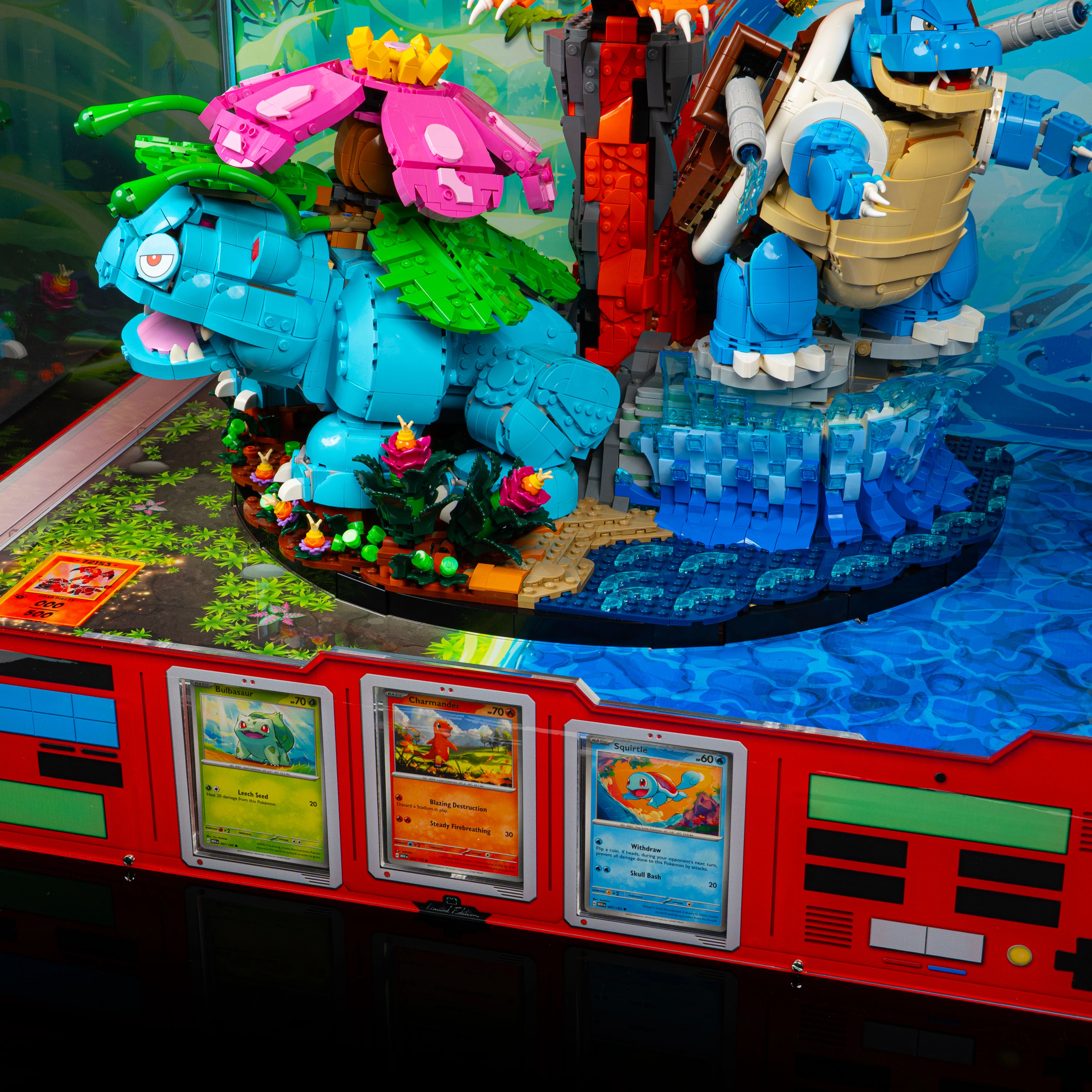 Limited Edition Display Case for LEGO® Pokémon™: Venusaur, Charizard and Blastoise (72153) with Trading Card Display - Image 13
