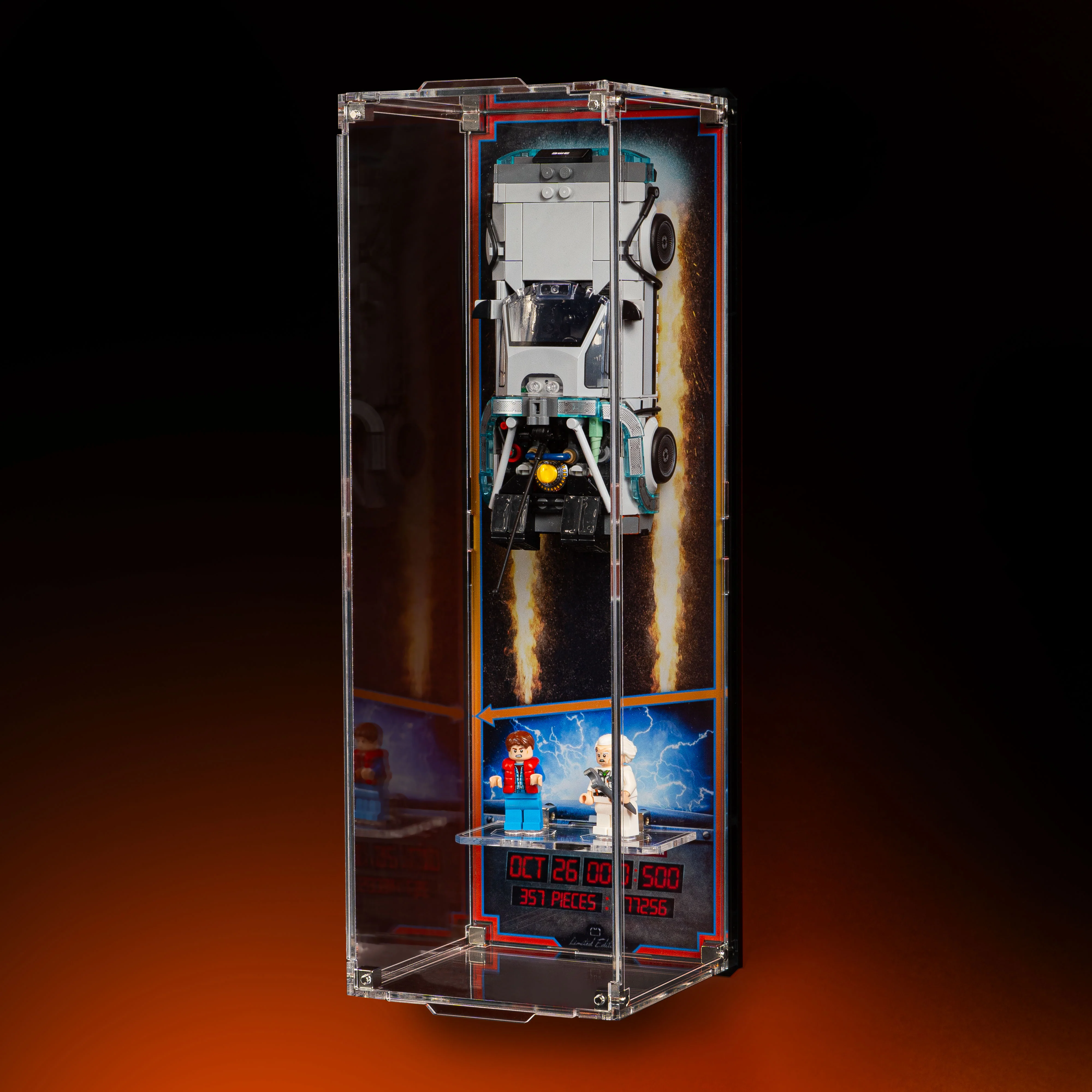 Limited Edition Wall Mounted Display Case for LEGO® Speed Champions: Time Machine from Back to the Future (77256) - Image 3