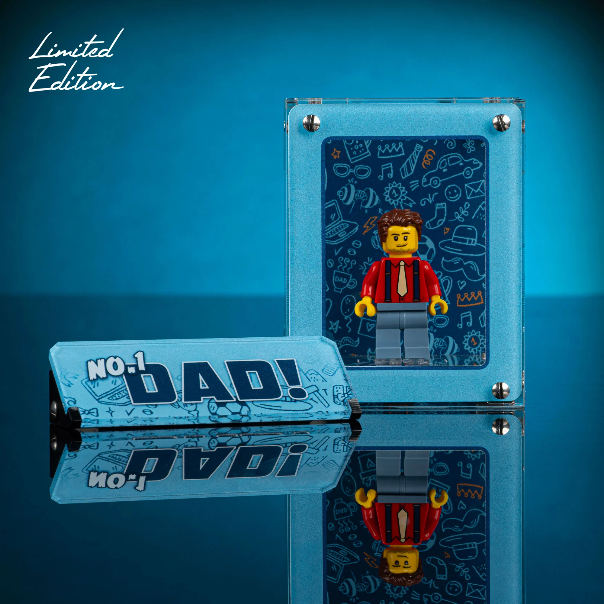 Limited Edition Father's Day Display Case for LEGO® Minifigure with Plaque - Image 2
