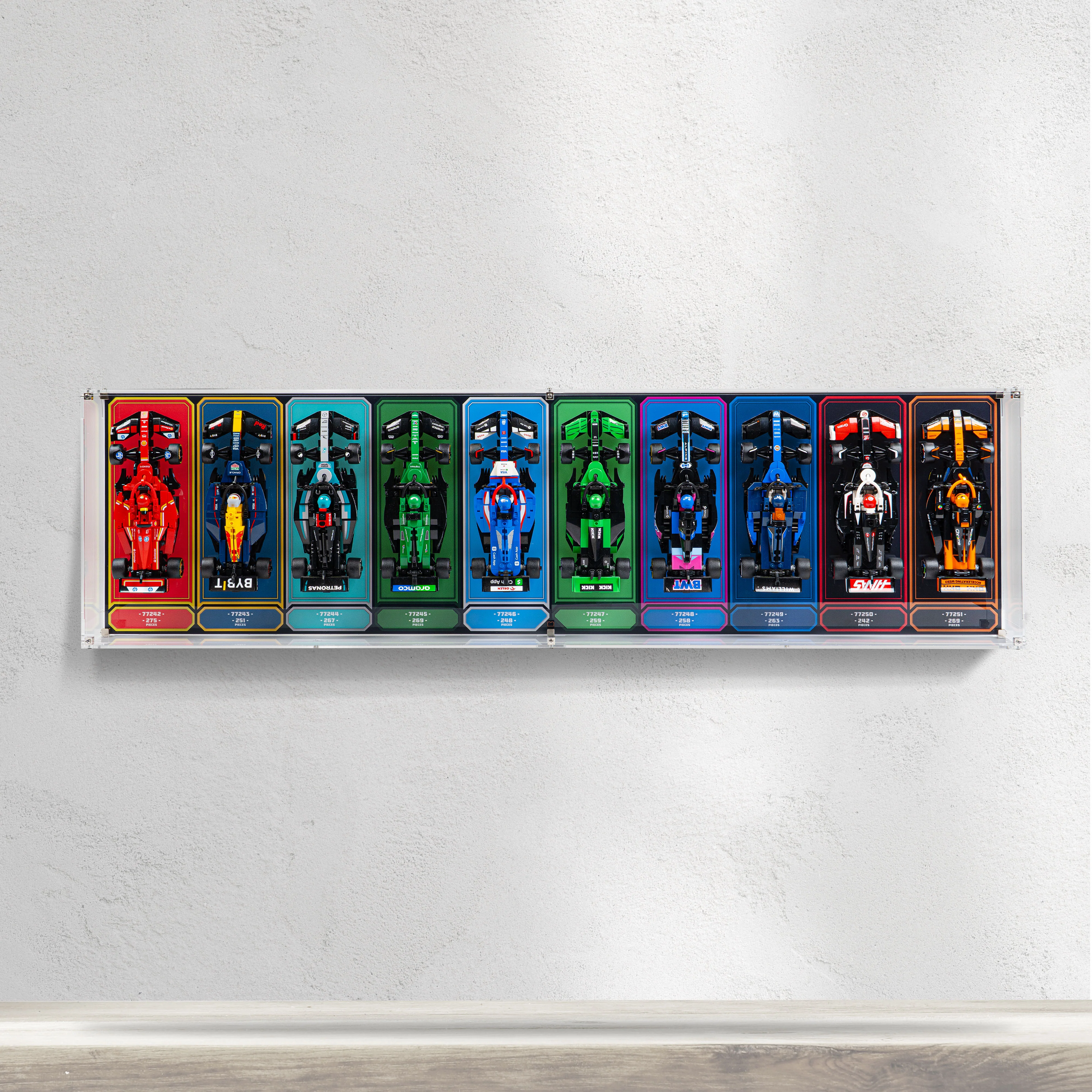 Wall Mountable Display Case for 10 x LEGO® Speed Champions: Formula 1 Range - Image 7