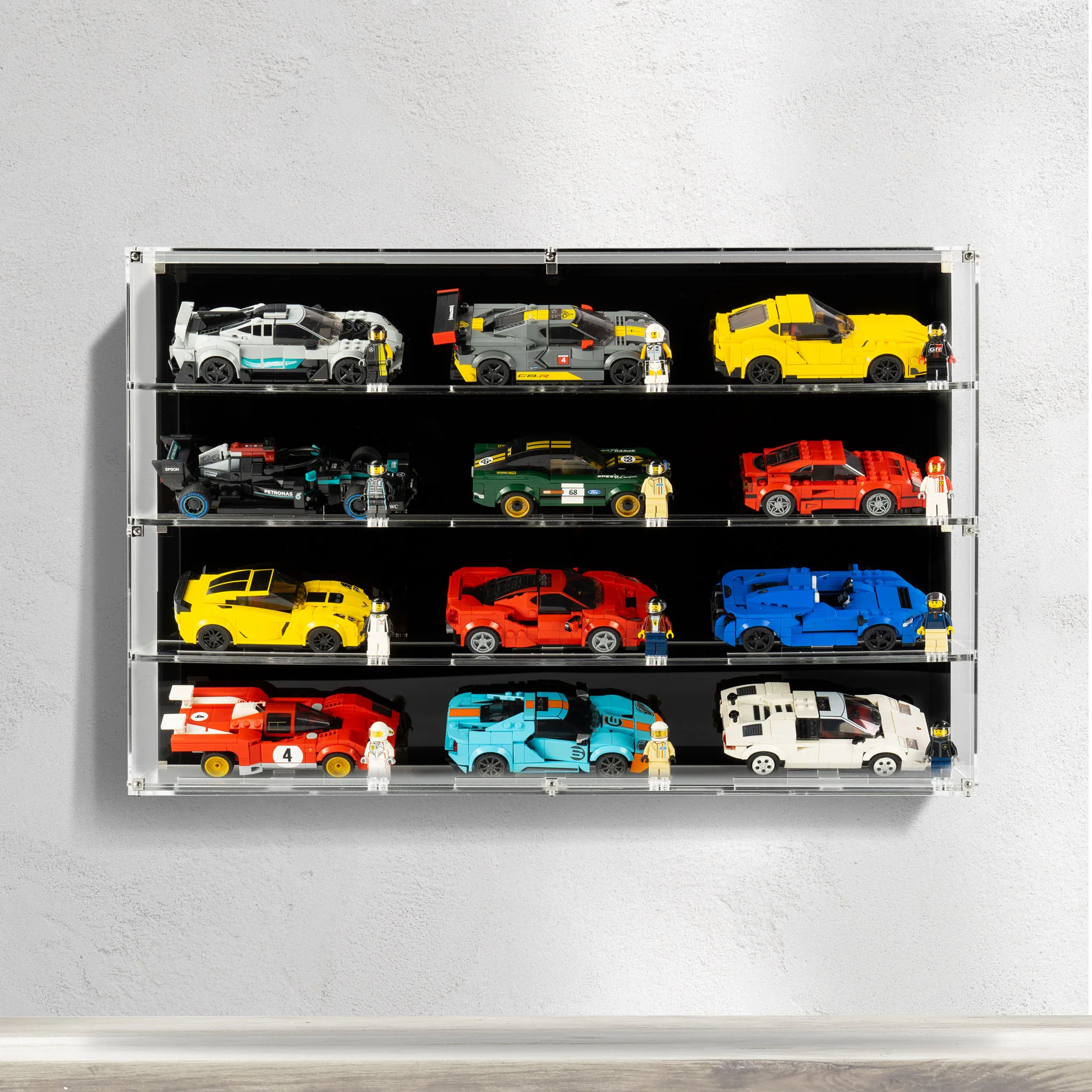 Wall mounted Display Case for 12x LEGO® Speed Champions Cars (4x3) - Image 2