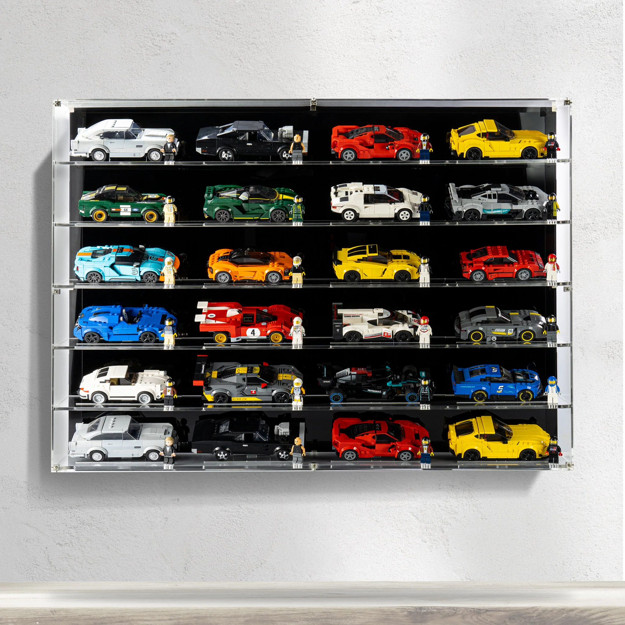 Wall mounted Display Case for 24x LEGO® Speed Champions Cars (6x4) - Image 2