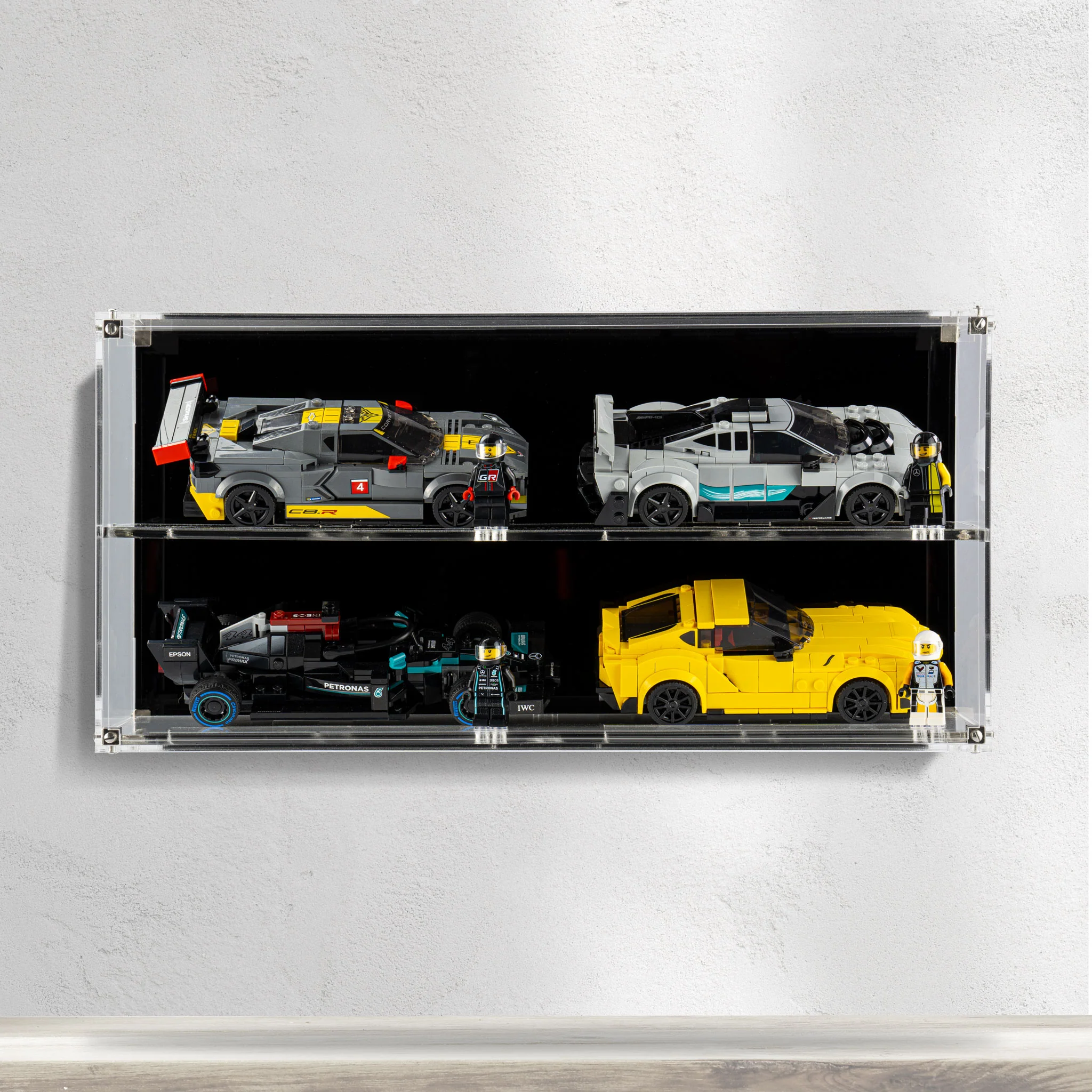 Wall mounted Display Case for 4x LEGO® Speed Champions Cars (2x2) - Image 2