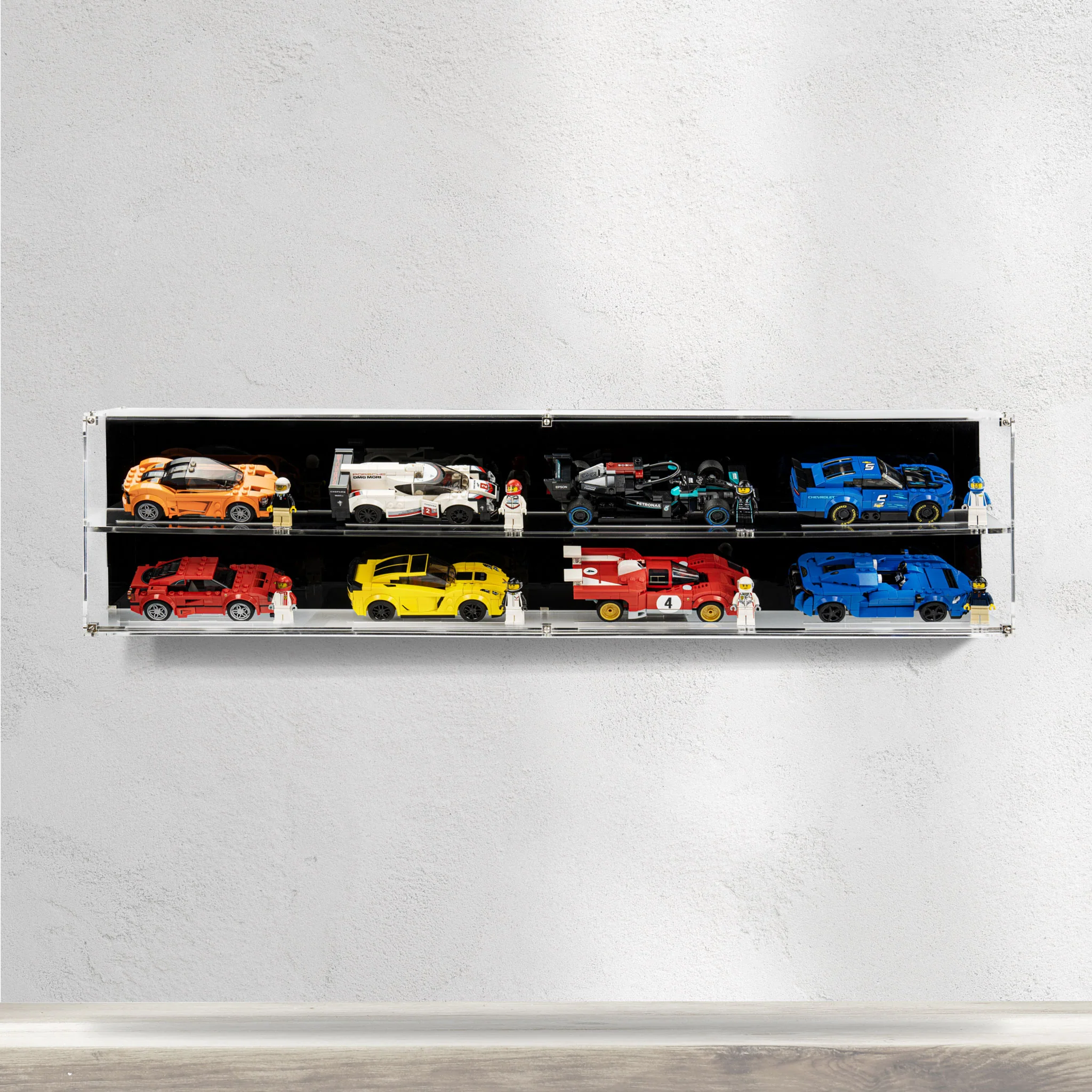 Wall Mounted Display Case for 8x LEGO® Speed Champions Cars (2x4) - Image 2