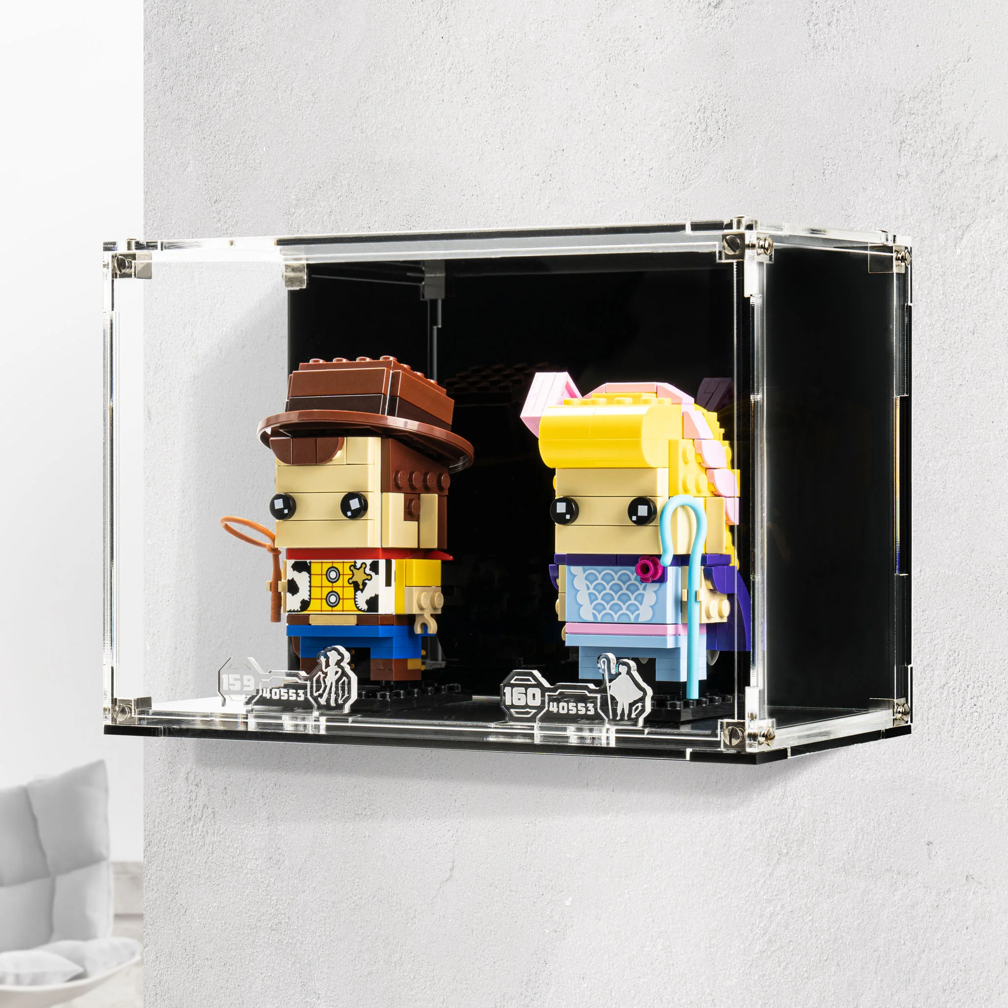 Wall Mounted Display Case for LEGO® Brickheadz Woody & Bo Peep (40553) - Image 5
