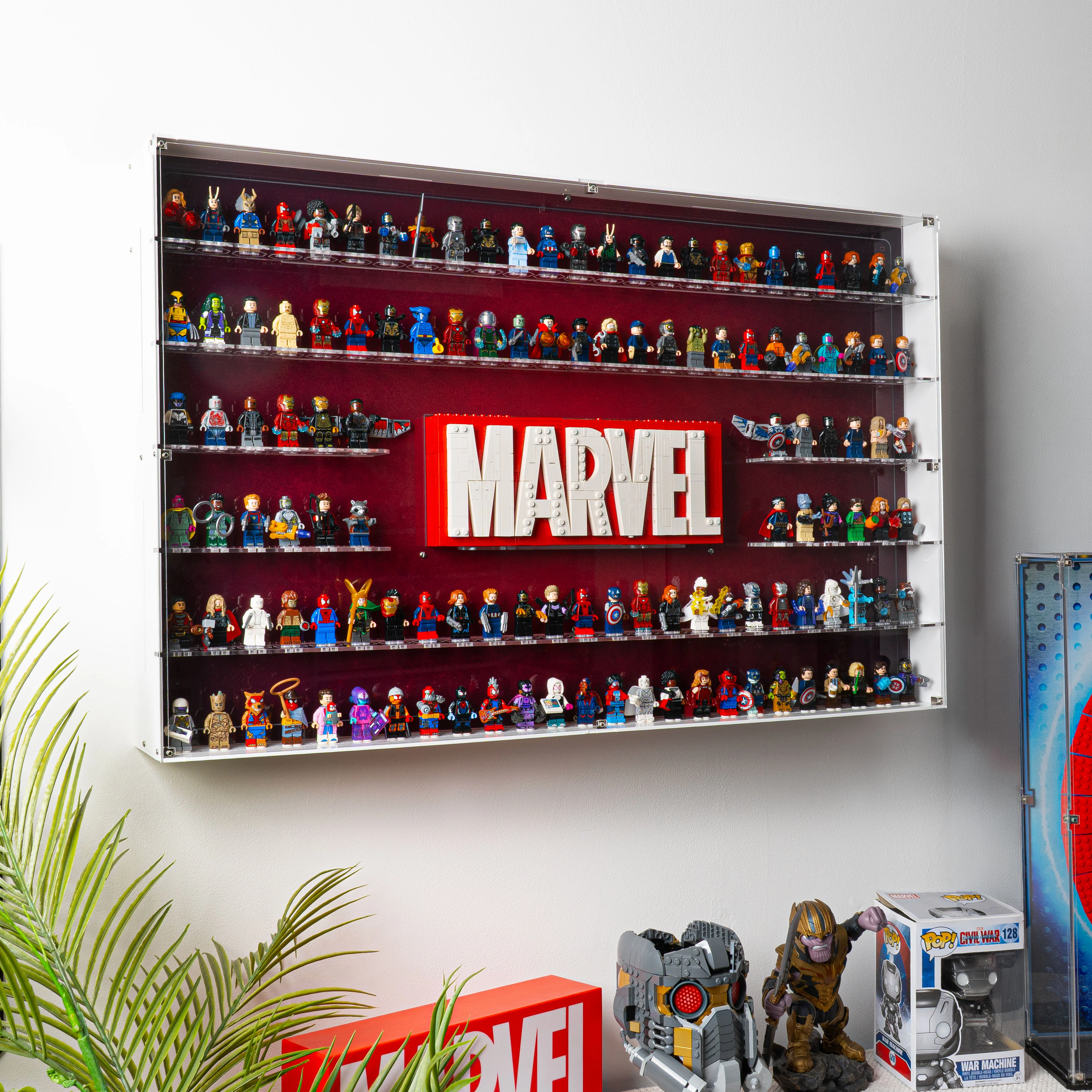 Wall Mounted Display Case for LEGO® Marvel: Brick-Built Marvel Logo & 124 Minifigures (76313) - Image 2