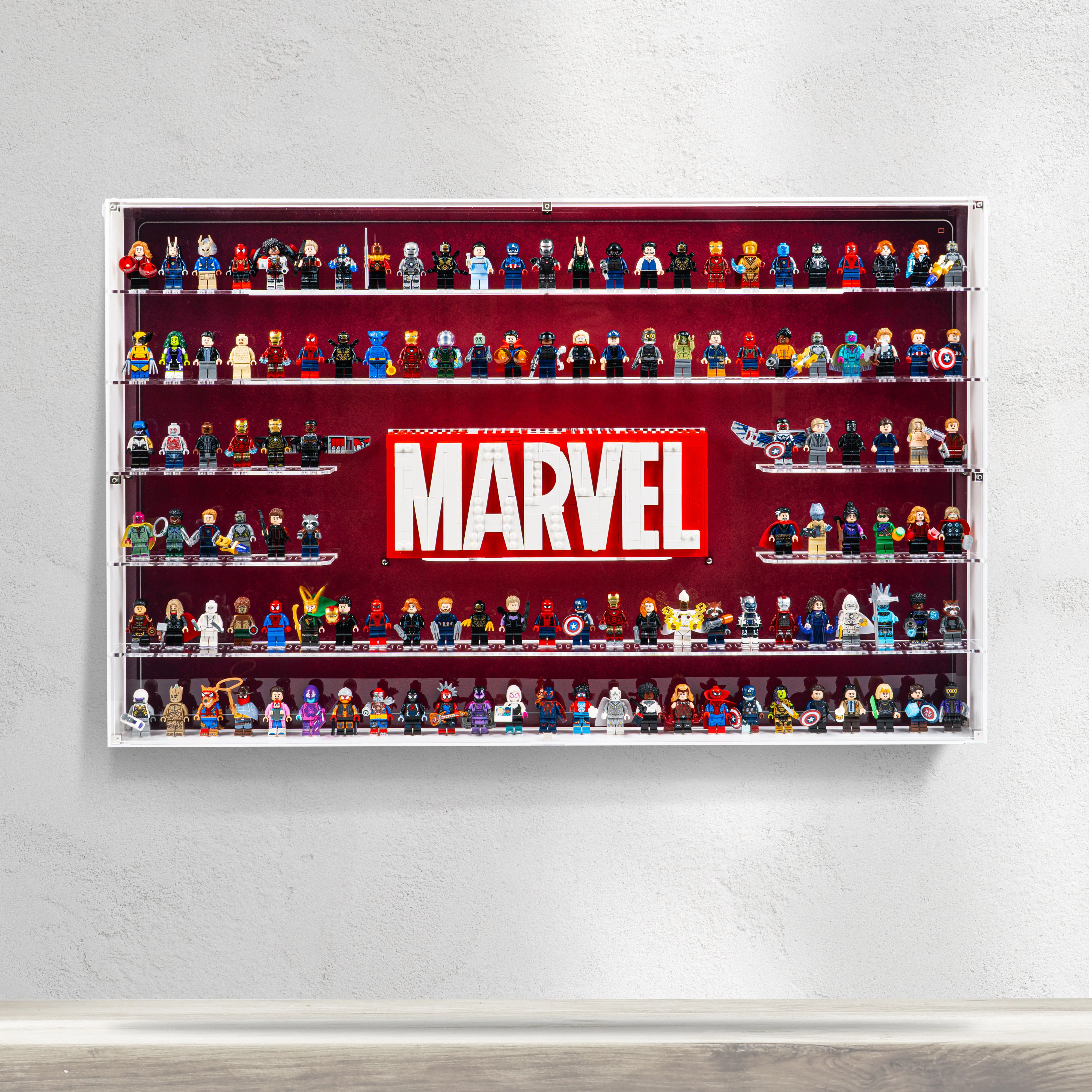 Wall Mounted Display Case for LEGO® Marvel: Brick-Built Marvel Logo & 124 Minifigures (76313) - Image 3