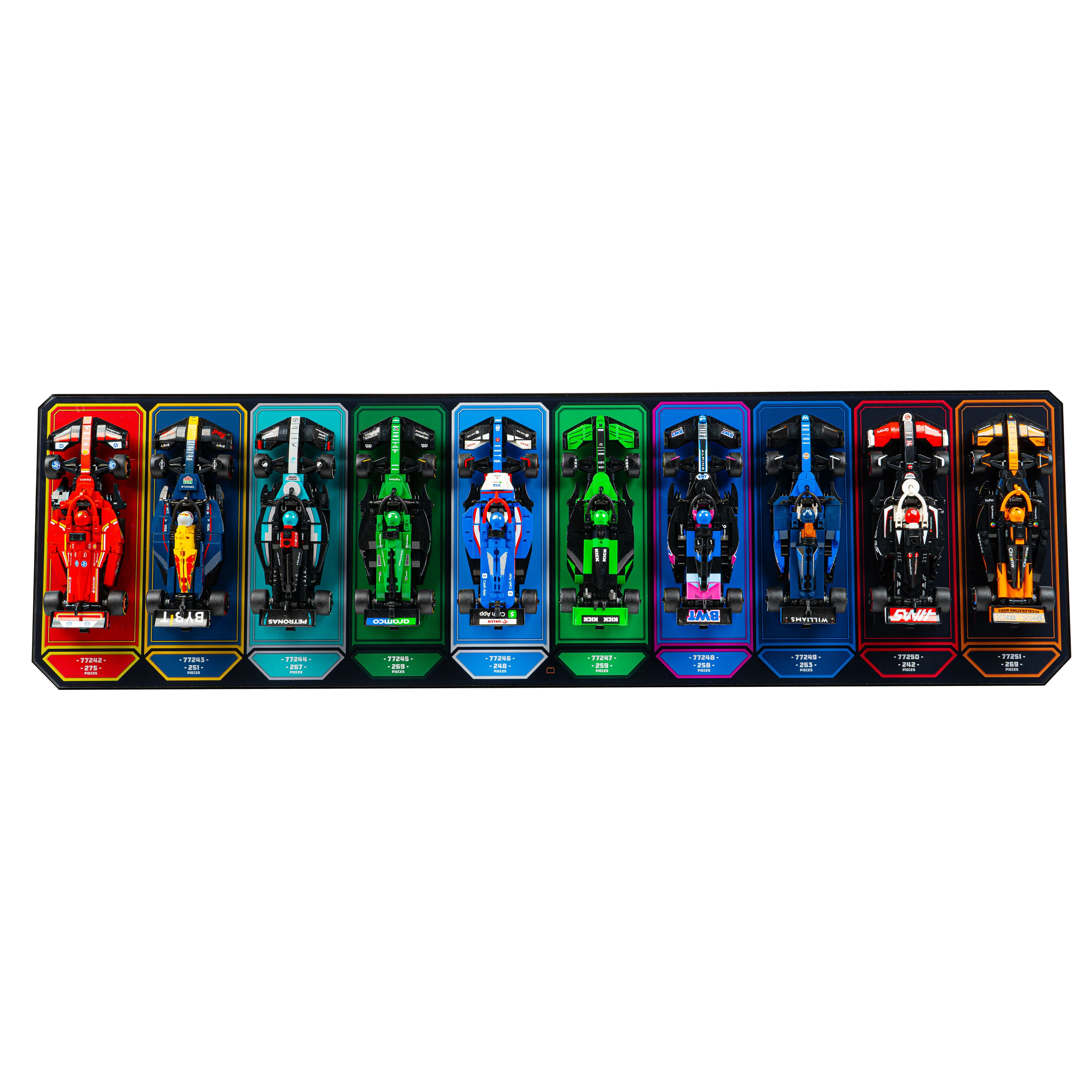 Wall Mountable Display Stand for 10 x LEGO® Speed Champions: Formula 1 Range - Image 4