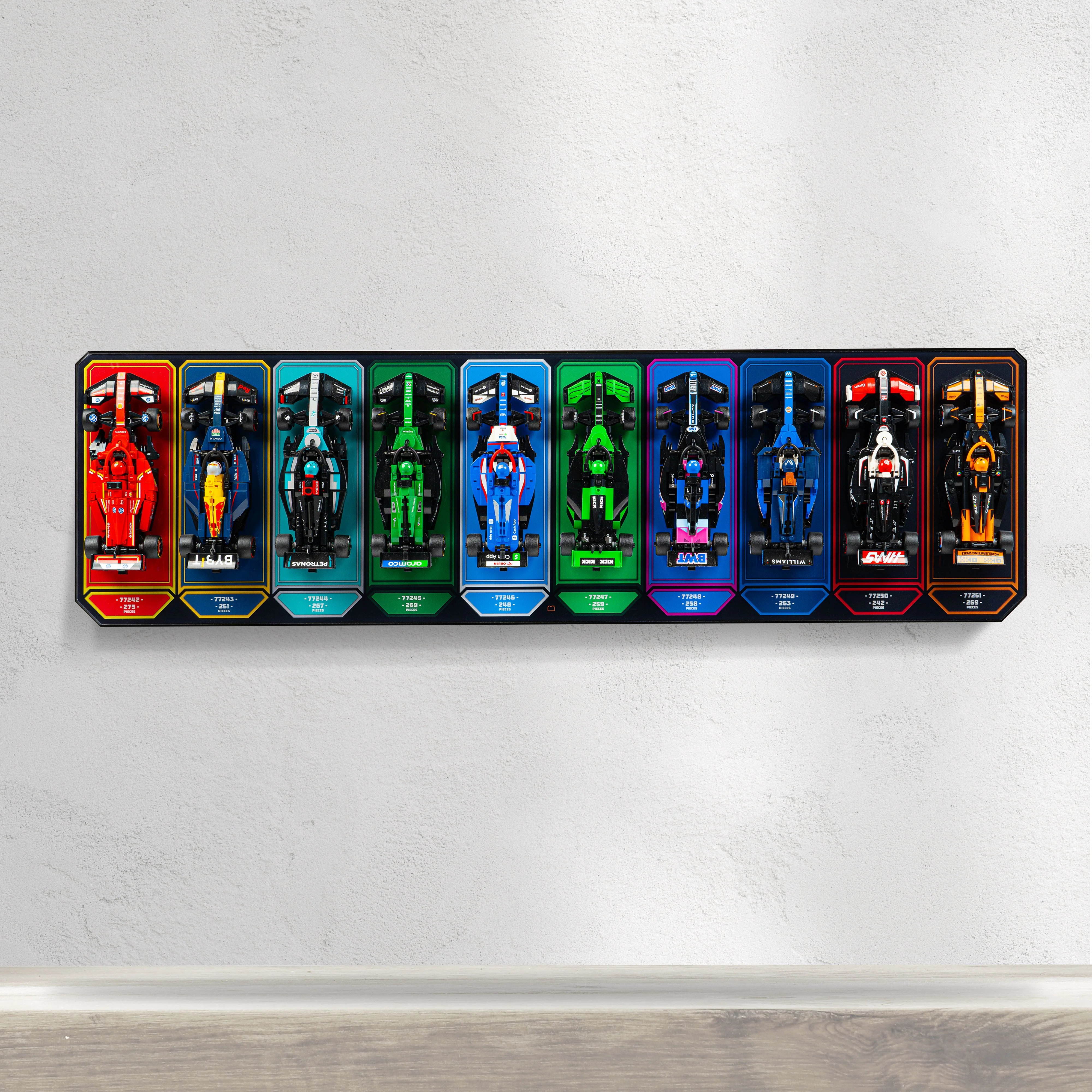 Wall Mountable Display Stand for 10 x LEGO® Speed Champions: Formula 1 Range - Image 5