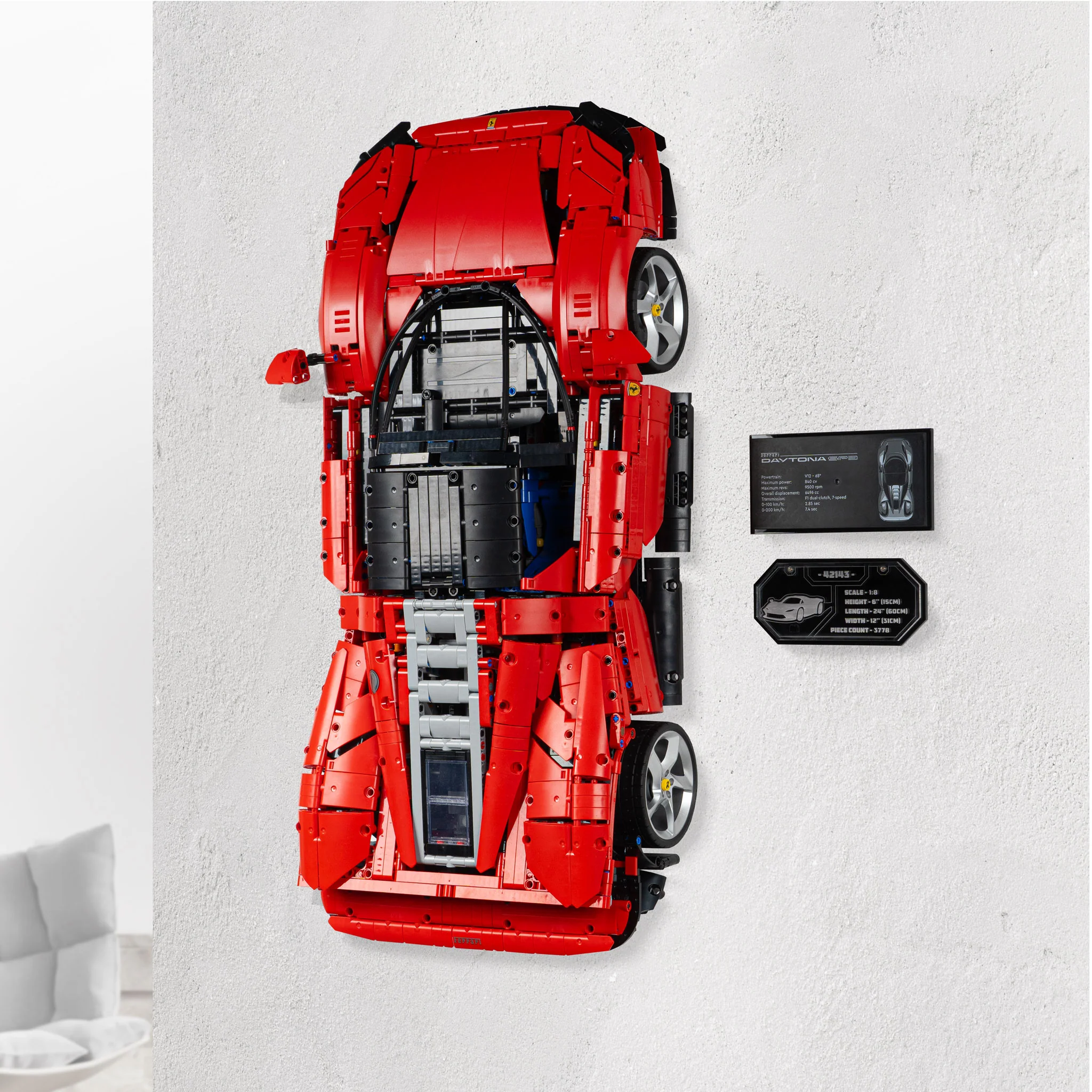Wall Mounted Display Stand for LEGO® Technic™ Ferrari Daytona SP3 (42143) - Image 6