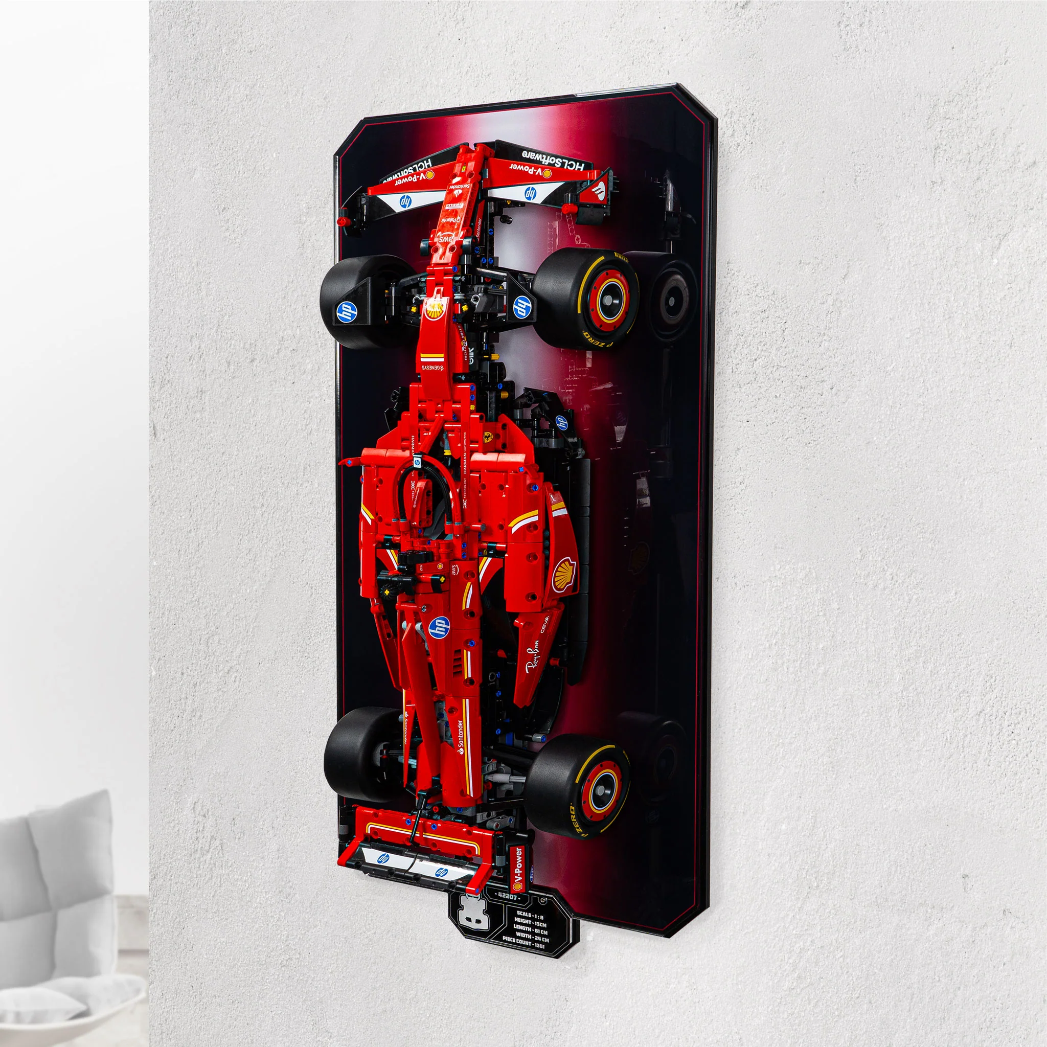 Wall Mounted Display Stand for LEGO® Technic Ferrari SF-24 F1 Car (42207) - Image 3
