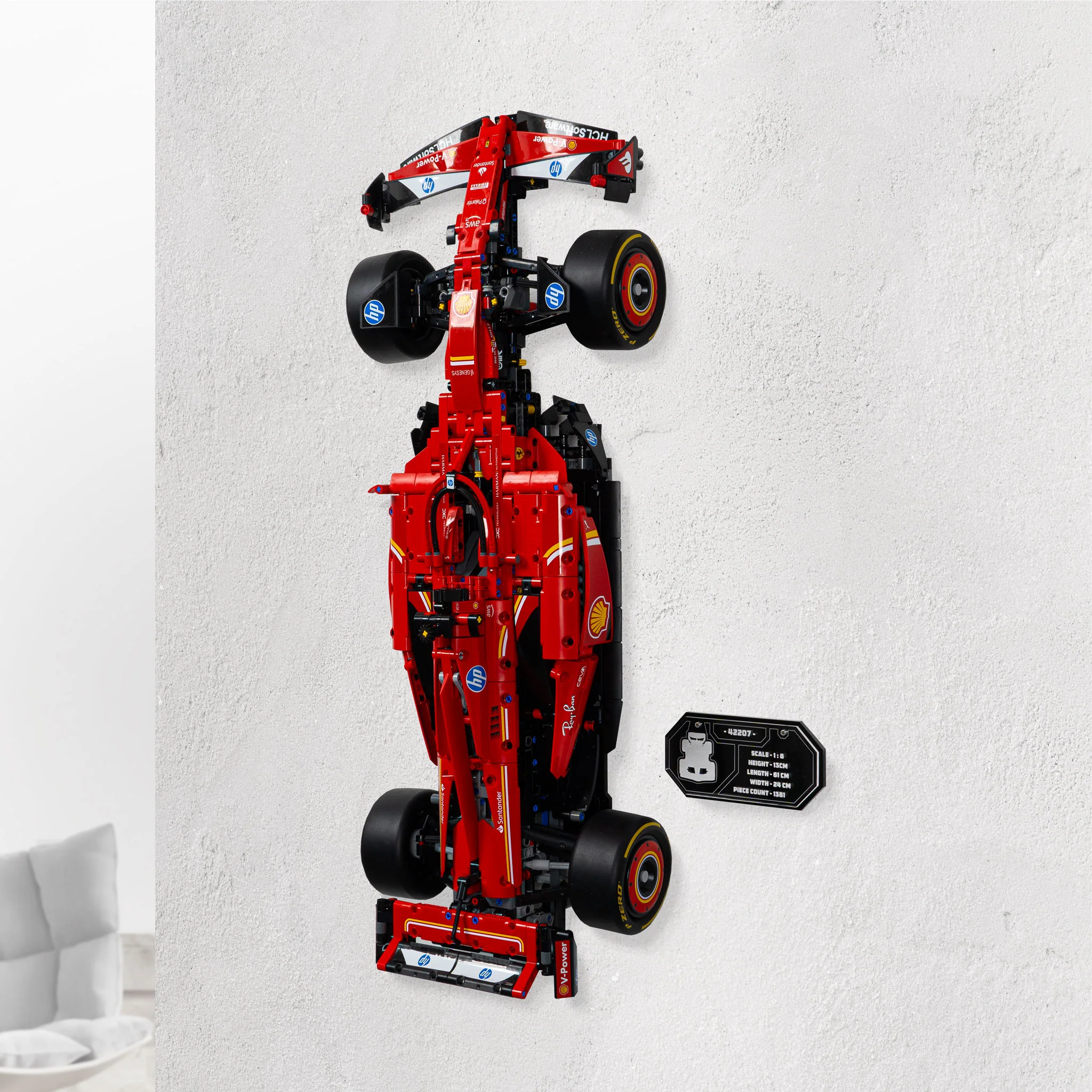 Wall Mounted Display Stand for LEGO® Technic Ferrari SF-24 F1 Car (42207) - Image 6